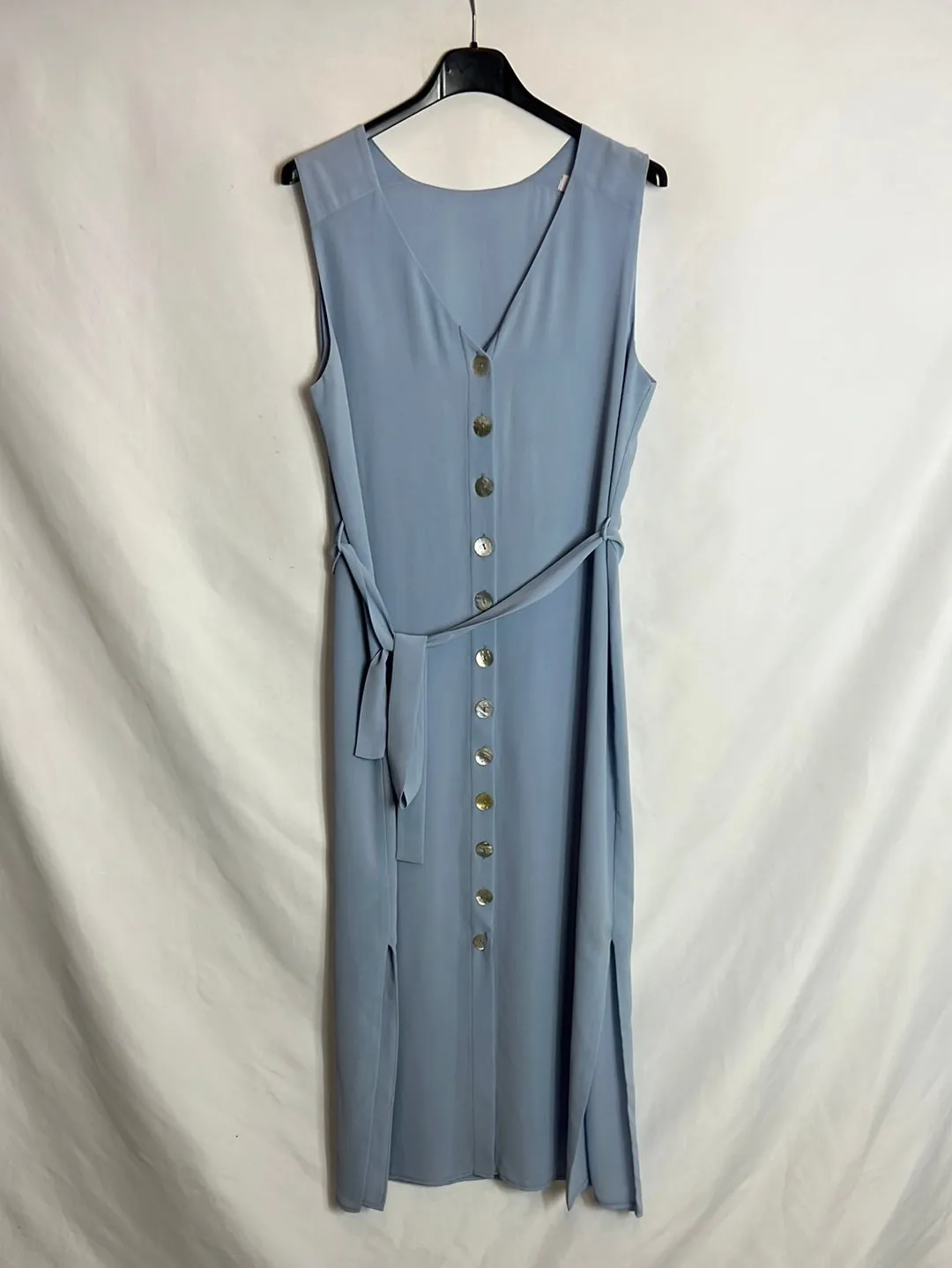 BIMANI. Vestido midi azul caro abotonado. T M