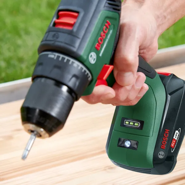 Bosch - UniversalDrill 18V-60 - Taladro y atornillador con 2 baterías, Li-Ion, 18 V, 2 ah, 60 nm, caja de plastico