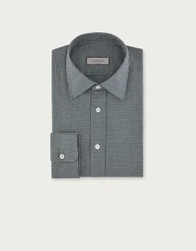 Camisa de corte ajustado en franela de algodón a cuadros gris 
