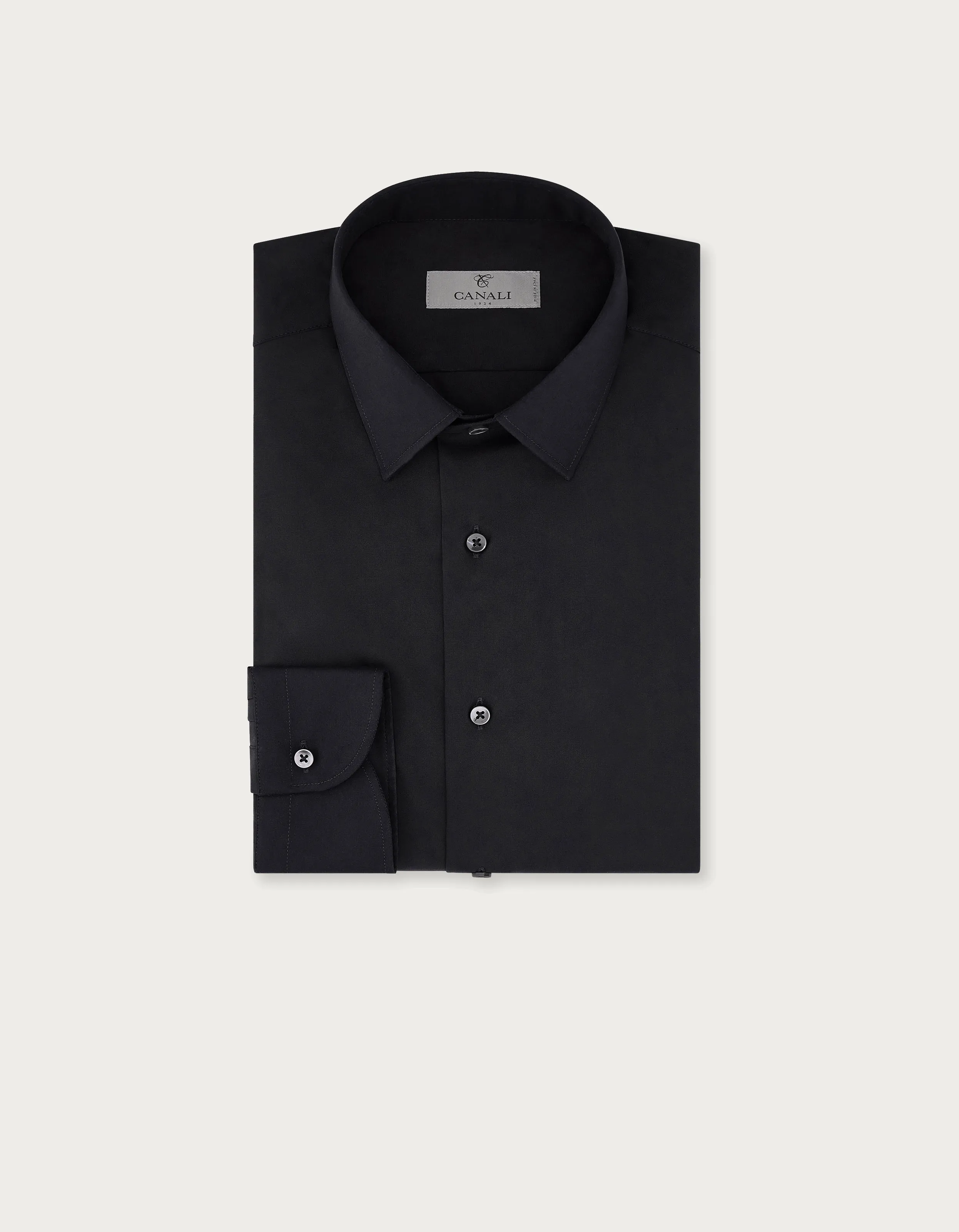Camisa slim fit de algodón stretch negra 