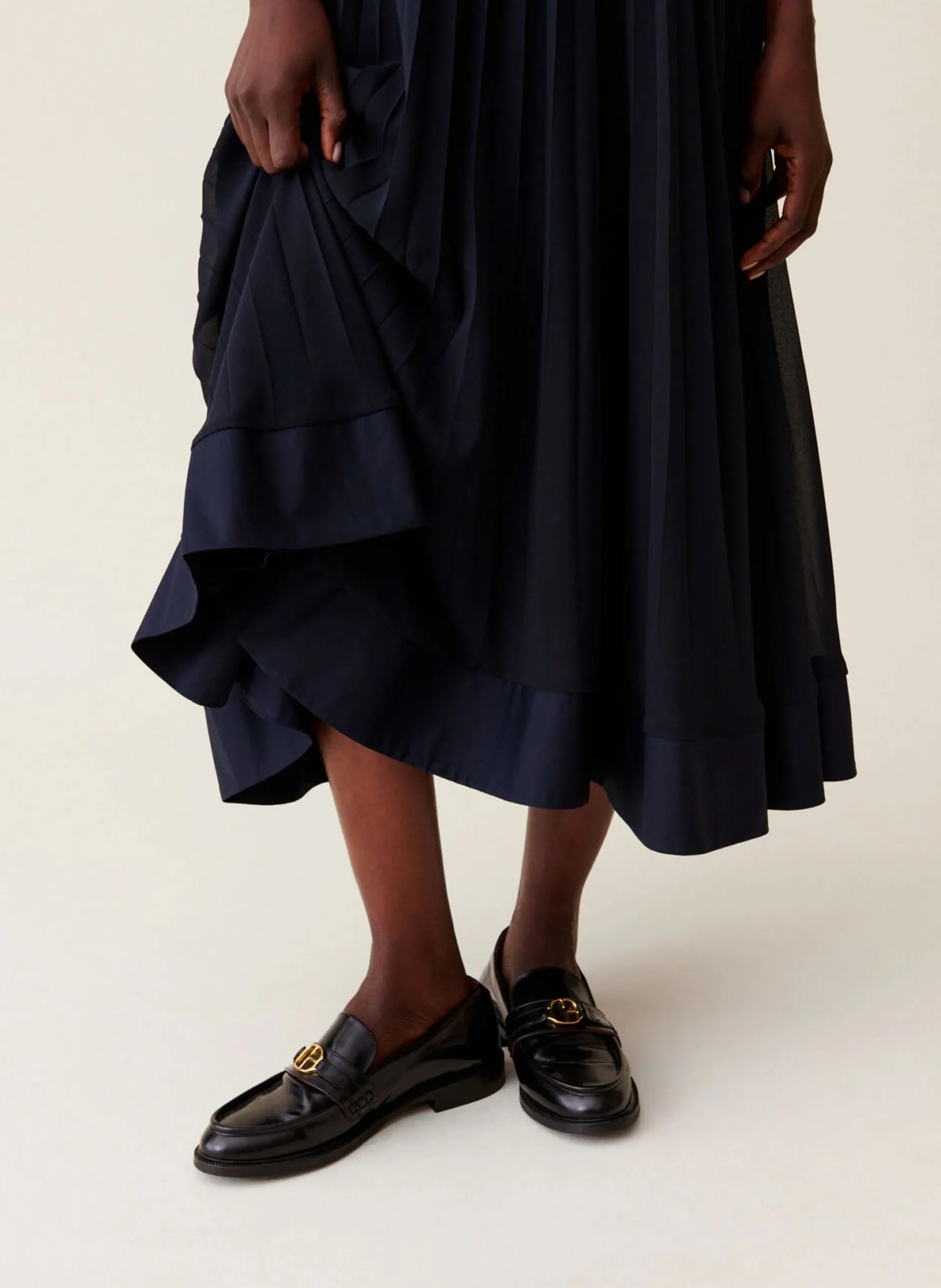 CLAUDIE PIERLOT Vestido largo plisado en vaqueros brut