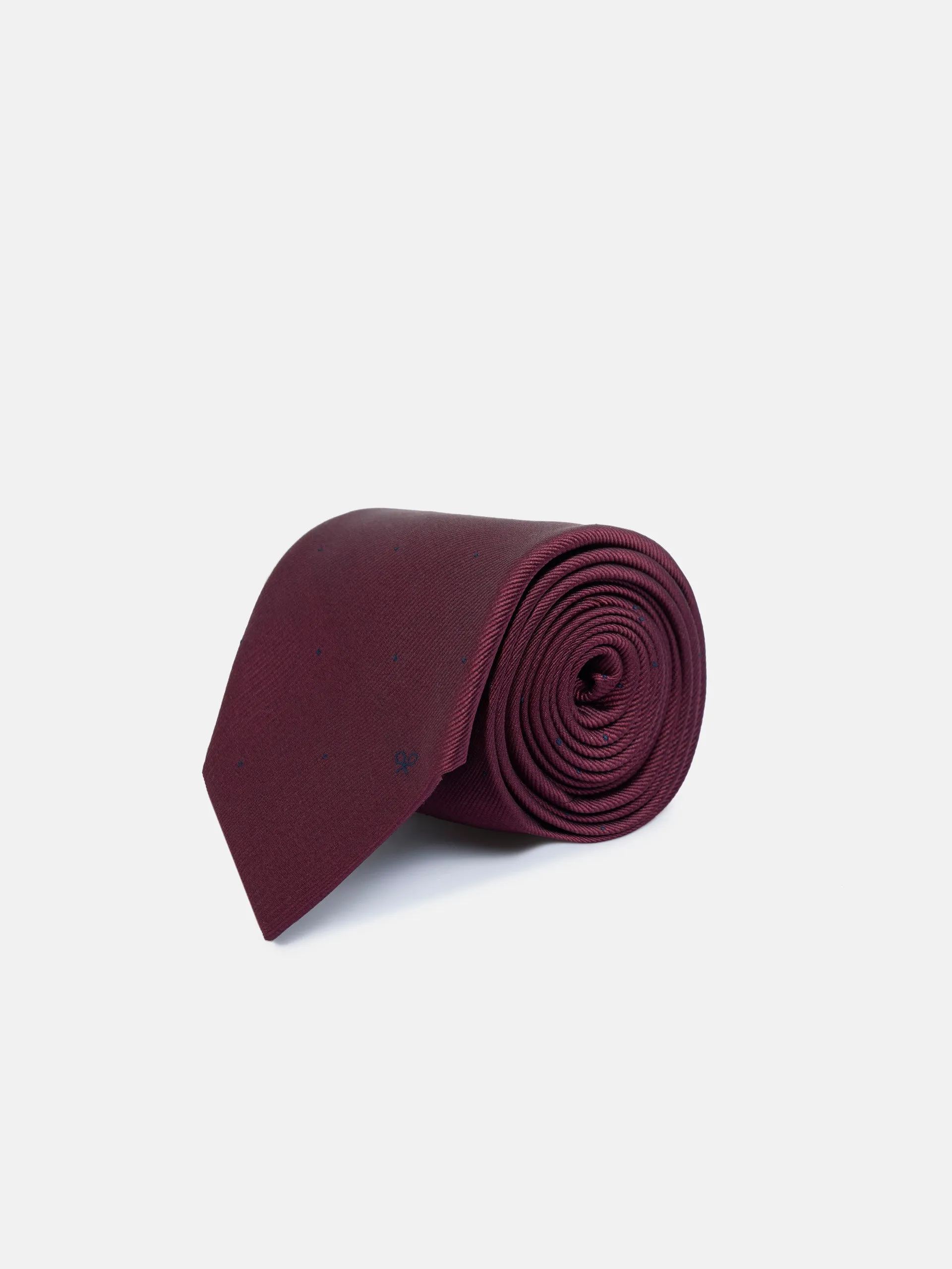 Corbata silbon lunares burdeos
