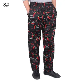 Hombres Stripe Plaid Chili Impreso Hotel Restaurante Cocina Chef Trabajo Pantalones Largos