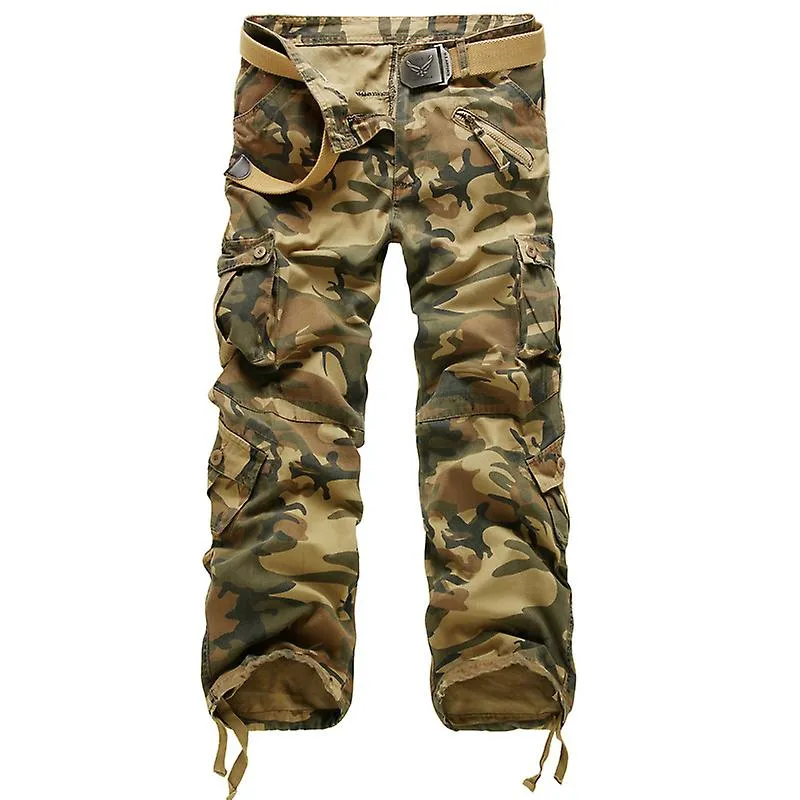 Hombres Tactical Cargo Combat Pants Multi-pockets Trabajo Militar Ejército Suelto Pantalones de pierna recta