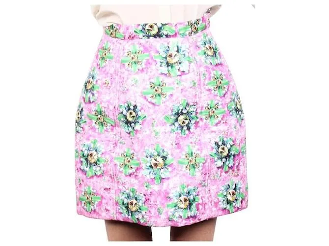 MARY KATRANTZOU Falda de neopreno floral Rosa 