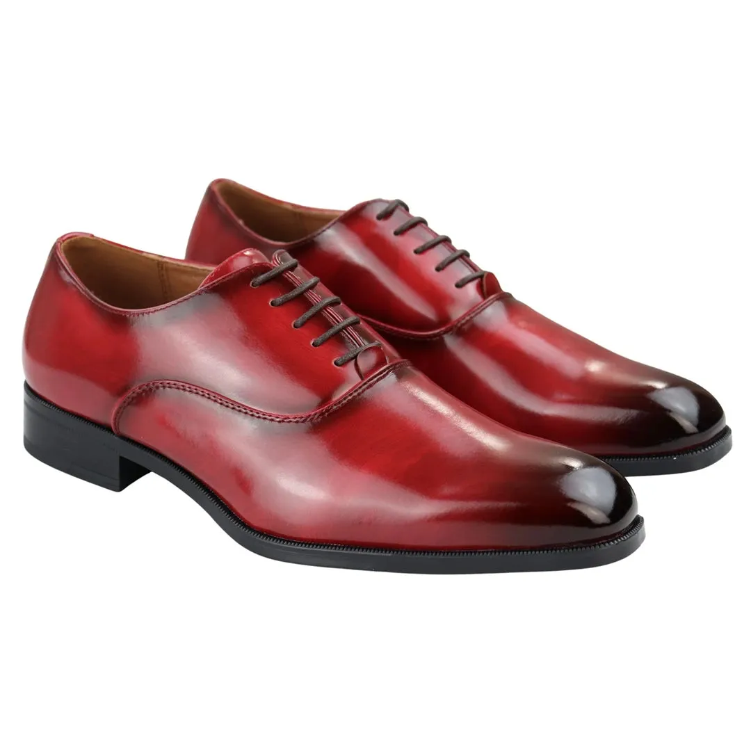 Mens Smart Formal Patent Oxford Zapatos Vestidos de dedo redondo clásico brillante