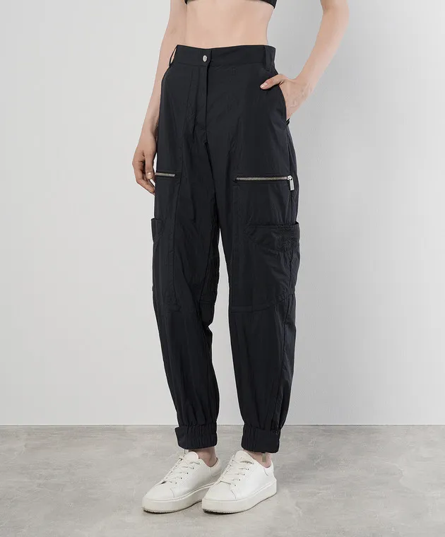 Off-White Black cargo pants with logo embroidery