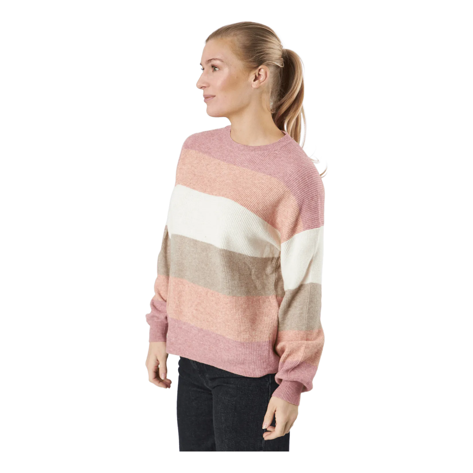 Only Onlatia L/s Stripe Pullover Kn Dusty Rose