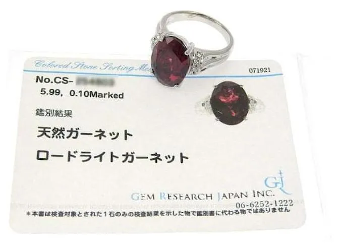 Otras joyas & Other Stories Anillo sin marca con 5.99ct Granate Rodolita y 0.10ct Diamante en pt900 Platino, tamaño 10.5, Pl