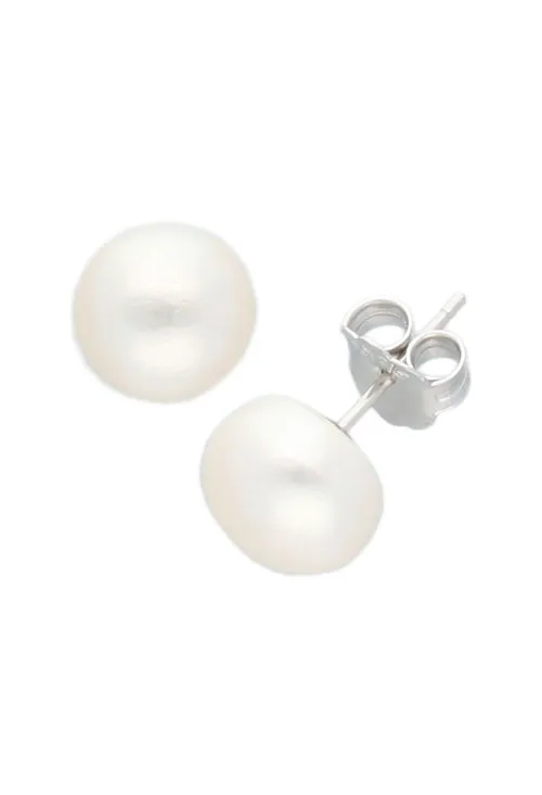 Pendiente plata y perla cultivada de 10 mm.
