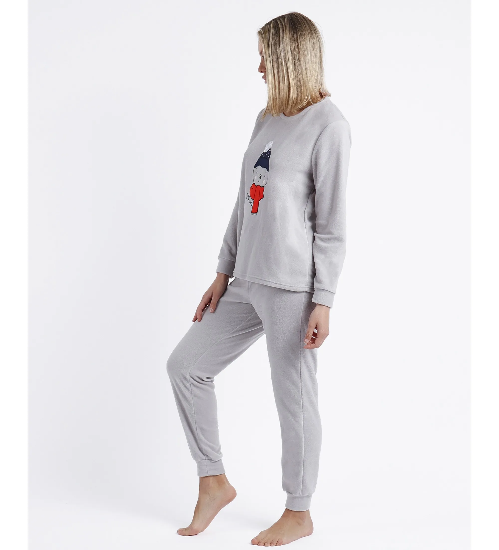 Pijama Calentito Manga Larga Morning Mouse gris