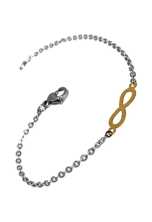 Pulsera de acero y oro con símbolo de infinito. 094_61462-I