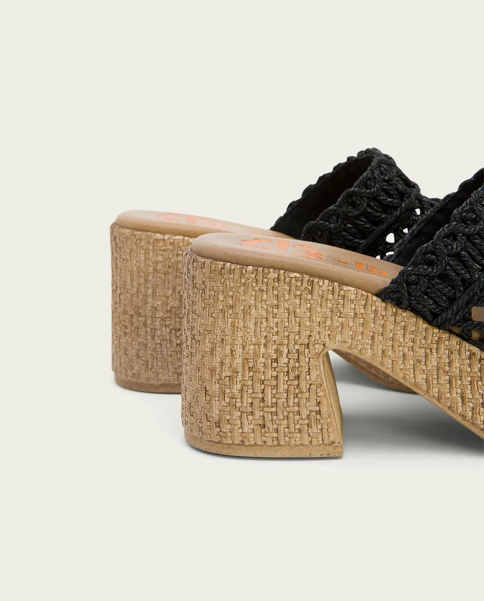 SANDALIA TACON TEXTIL NEGRA JUDITH