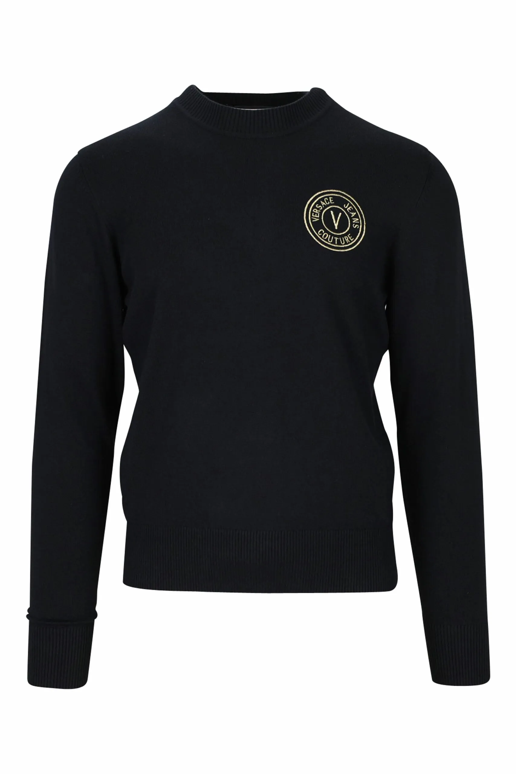 Sudadera negra con minilogo circular dorado