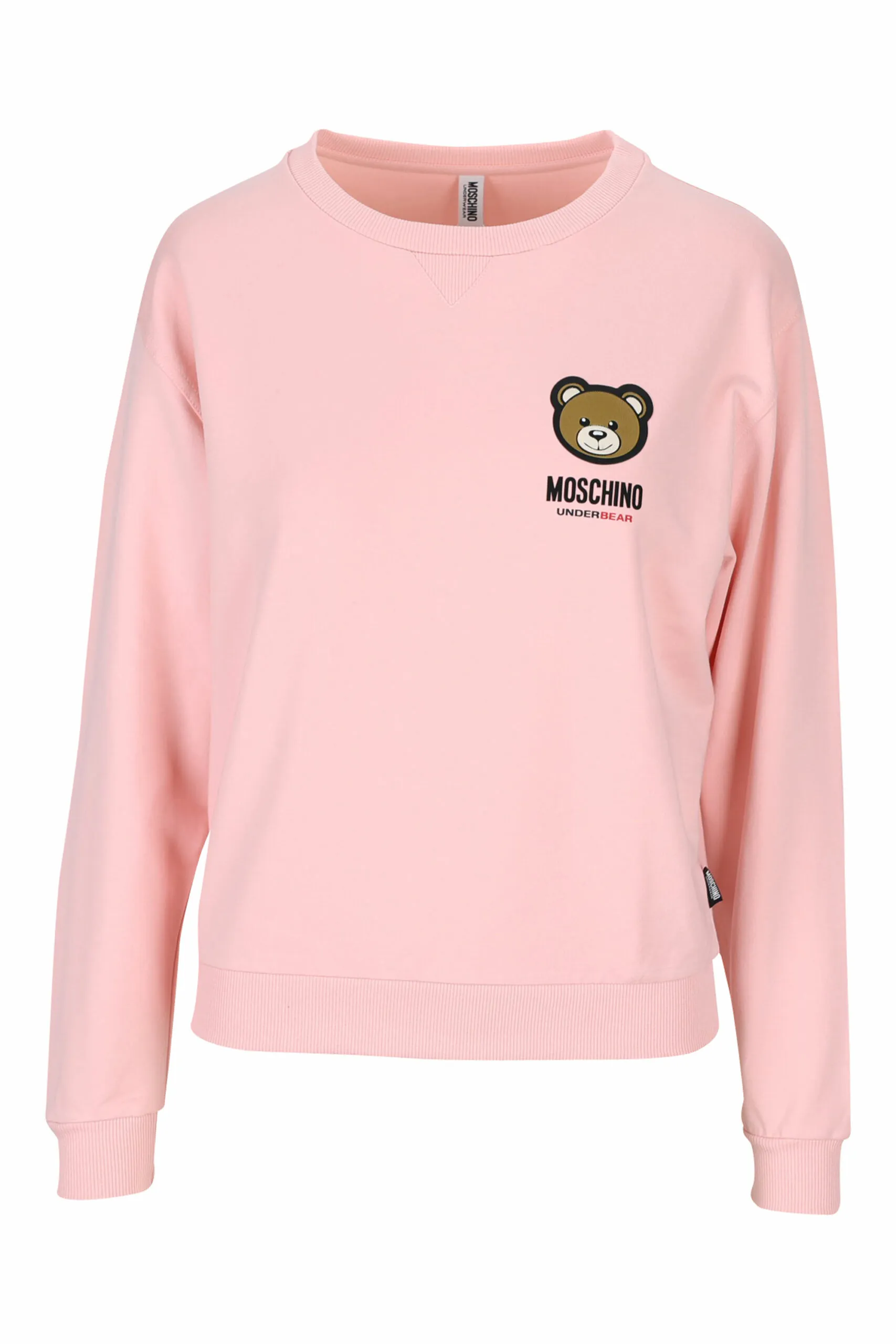 Sudadera rosa con logo en parche oso 