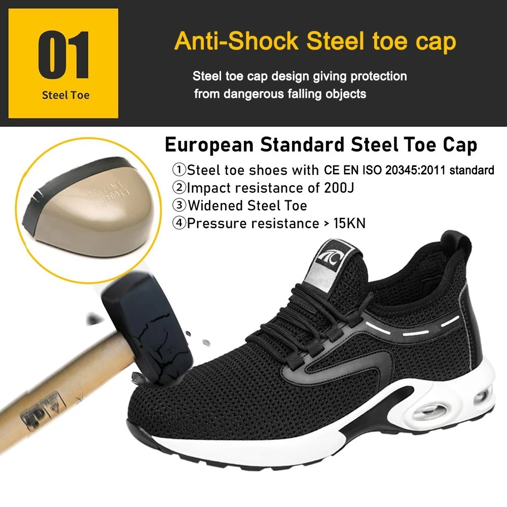 TM3076 Zapatos de seguridad deportivos ligeros y transpirables con punta de acero resistente al aceite y al deslizamiento para h