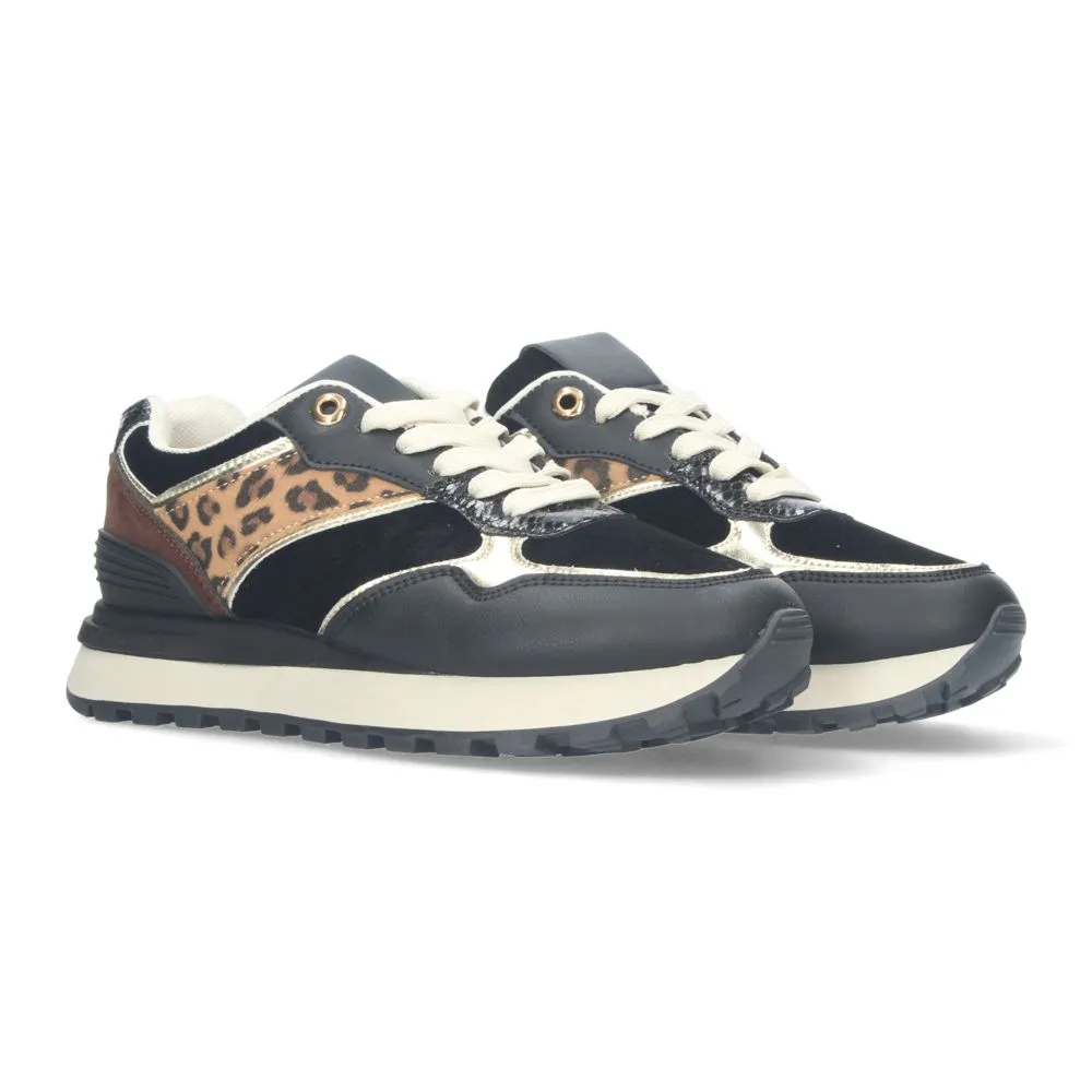 Zapatillas para mujer cómodas con estampado de leopardo y cierre de cordones